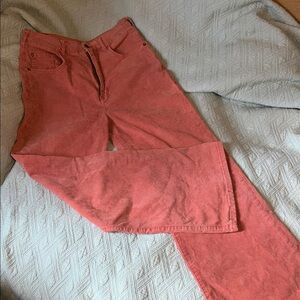 Anthropology Pilcro Wide Leg Corduroy Pants in Coral